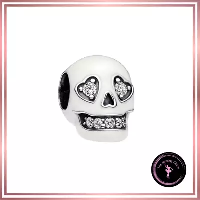 SPARKLY S925 GLOW IN THR DARK White Diamante Silver Skull Charm 😍 • £9.95