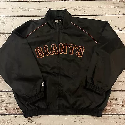 San Francisco Giants Majestic Full Zip Jacket Windbreaker Black Mens 2XL Korea • $64.99