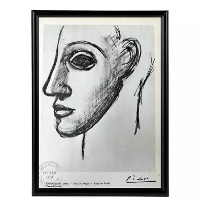 Pablo Picasso Original Signed Print Face In Profile 1906 Vintage Art  • $60