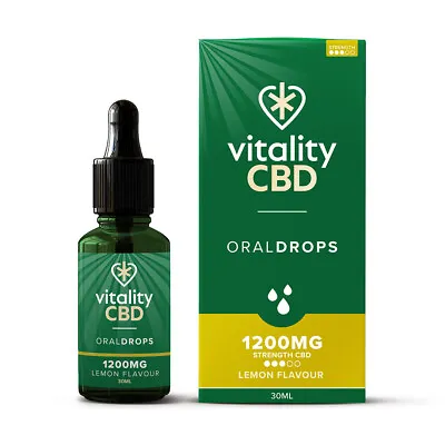 £14.99 • Buy Vitality CBD Oil Oral Drops Lemon Flavour 600 / 1200mg 30ml Hemp Seed 0% THC