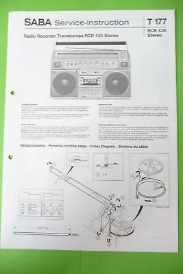 Service Manual Instructions For Saba Rcr 426 Stereo Original • $15.71