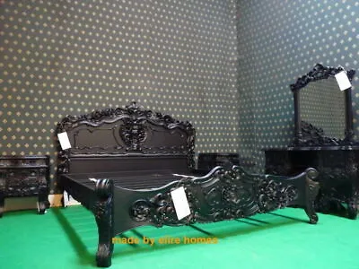 £1499 • Buy USA King Size 76 X80   Gothic Black Oriental French Rococo Bed Mahogany Wood