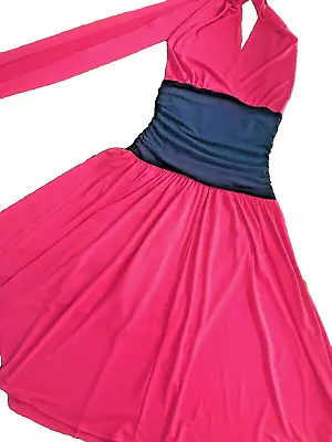 Falchi Chi Women's Size 6 Pink Ruched Pleated Halter Dress Marilyn Monroe Style • $29.95