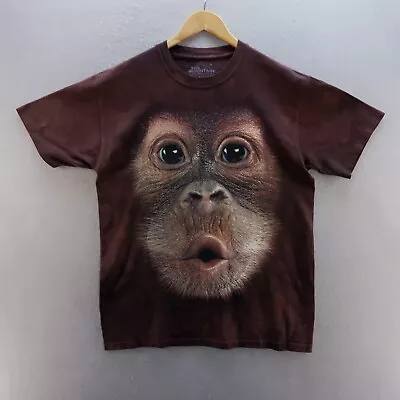 £12.88 • Buy The Mountain T Shirt Medium Brown Graphic Print Chimpanzee Chimp Face Dyed Mens