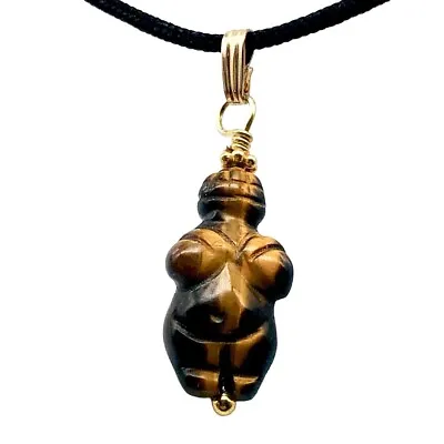 Tiger's Eye Goddess Of Willendorf Pendant Necklace|Semi Precious Stone Jewelry • $28.99