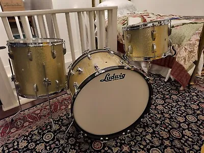 Vintage 1960s Ludwig No. 980 Super Classic Drum Set In Silver Sparkle 22 16 13 • $1100