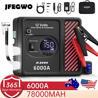 6000A Car Jump Starter Battery Booster Charger 78000mAh 150PSI Air Compressor US • $187.99