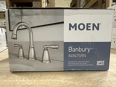 MOEN Banbury 8” Widespread Double Handle High-Arc Bathroom Faucet Spot Resist .. • $75