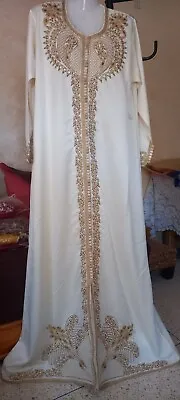 Re9 Moroccan EID  Caftan Takchita Kaftan Dress Farasha Dubai Ivory Cream  • $56