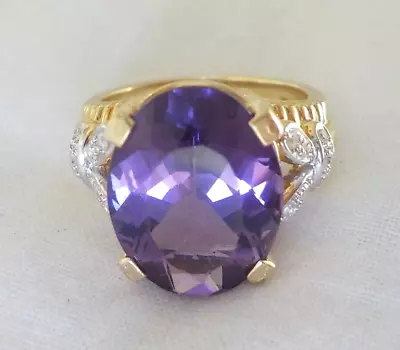 Ramsey 14K Yellow Gold Rich Purple Amethyst Diamond Ring - 8.90 Gms 6.58 Ctw • $468