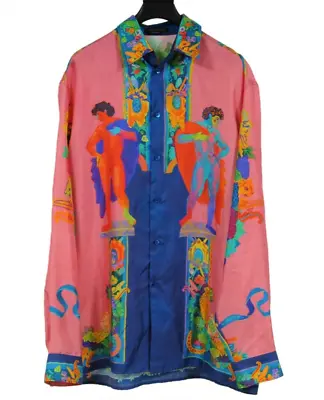 Versace Mens Andy Dixon Caravaggio Button Down Shirt Size 40 Pink Silk Heritage • $794.99