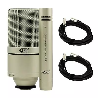 MXL990 991 Microphone Recording Pack W/ 2 20-Foot XLR Cables Bundle • $129.95