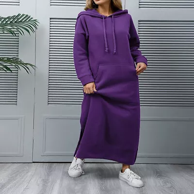 Plus Size 6-20 Womens Baggy Hooded Sweatshirt Hoodies Long Sleeve Maxi Dress • £16.79