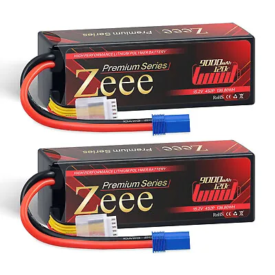 2x Zeee 4S LiPo Battery 9000mAh 15.2V 120C EC5 HV Hardcase For RC Car Truck Tank • $131.32