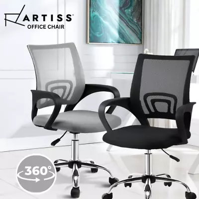 $92 • Buy Artiss Office Chair Gaming Mid Back Black Grey Mesh Computer Chairs Executive