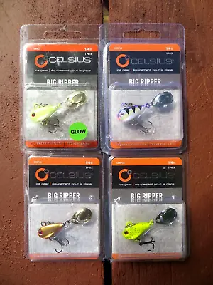 4 Packages - Celsius Ice Gear 1/4 Ounce Big Ripper Jigs - Ice Fishing - 4 Colors • $13.99