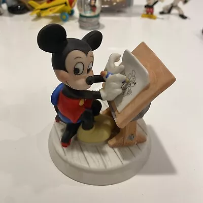 Vtg Mickey Mouse Japan Ceramic Drawing Sketch Artist Figurine Figure - Excellent • $39.99