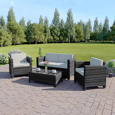 £269.95 • Buy Rattan Garden Furniture Set 4 Piece Chairs Sofa Table Outdoor Patio Set
