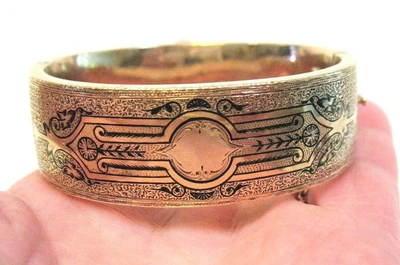 $1500 • Buy Victorian 10k Gold Enamel Extra Wide Bangle Bracelet 26.3 Grams 3/4 Inch Wide