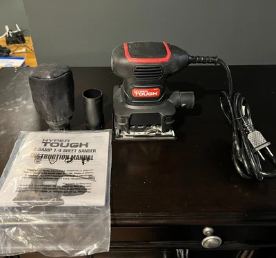 $20 • Buy Hyper Tough 2 AMP Corded 1/4 Sheet Palm Sander With Dust Bag & Vacuum Adapter
