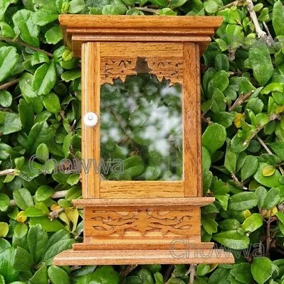 Small Wooden Display Case Curio Cabinet Square Glassed Miniature Figure Antique • $25.50