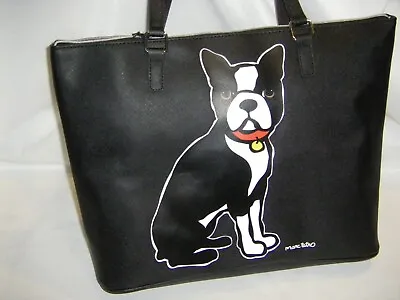 Marc Tetro Boston Terrier Dog Black Large Tote Bag  & Heart Keychain New • $59.99
