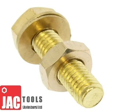 £0.99 • Buy Hex Head Brass Bolts Fully Threaded Setscrew With Nuts & Washers M4 M5 M6 M8 M10