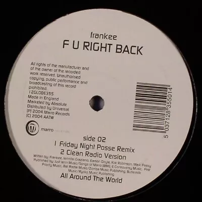 Frankee - F U Right Back (12 ) • £10.99
