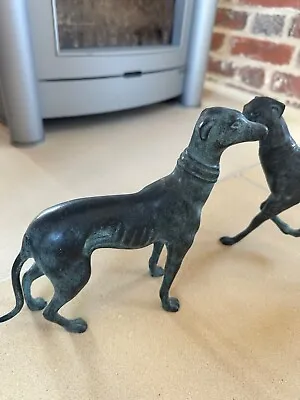 £89 • Buy A Pair Of Greyhound Whippet Dog Cast Iron Statue Figure Ornament Sculpture