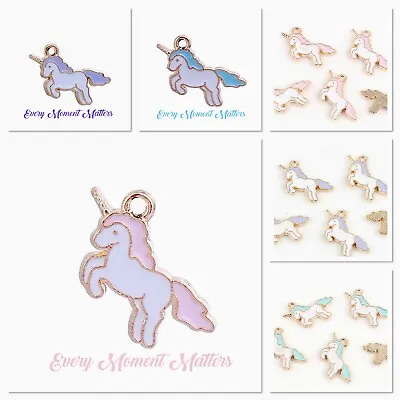 UNICORNS Enamel Pink Blue Or Purple Unicorn Charms Choose Colour & Qty • £2.59