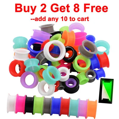 $5.99 • Buy 2g-1  Thick Silicone Ear Gauges Plugs Flesh Tunnels Ear Stretchers Expander 2Pcs
