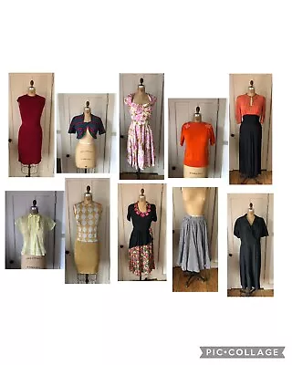 Vintage 1940s 1950s 1960s Clothing Lot Dresses Tops Skirt Sets AS IS THEATER • $65