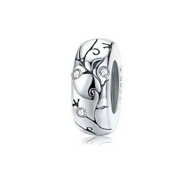 $25.99 • Buy SOLID Sterling Silver Silicone Spacer Sparkling Vine Charm - By YOUnique Designs