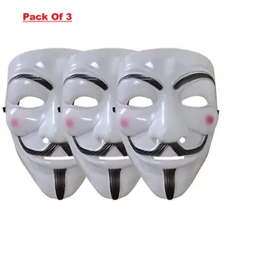 Halloween Anonymous Mask Pack Of 3 Hacker Anon V Vendetta Costume Fancy Dress  • £8.99