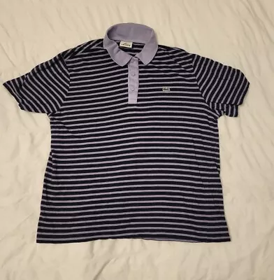 Lacoste Mens Striped Purple/Black Polo Shirt Size 6 (XL) VGC • £9.99