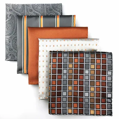 SHLAX&WING 5 Pieces Assorted Mens Silk Pocket Square Handkerchiefs Set Lot • $9.99