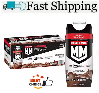 Muscle Milk 25g Genuine Protein Shake Zero Sugar Chocolate (11 Fl. Oz. 18 Pk.) • $37.85