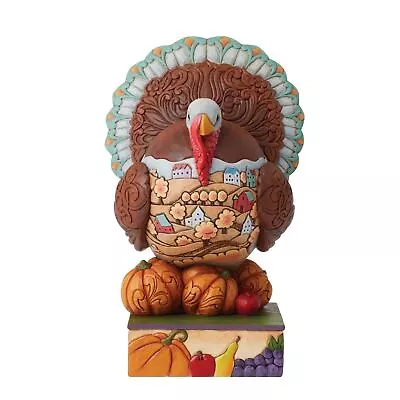 Jim Shore Heartwood Creek Traditional Turkey With Scene Thanksgiving Fig 6012830 • $99.99