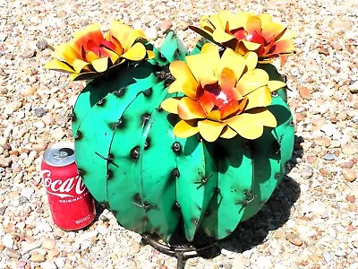 LARGE Metal Art FAT Barrel Cactus Sculpture Junk Iron Garden Art • $87.99