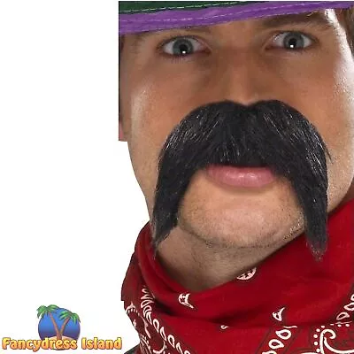 Big Bushy Gringo Tash Mexican Cowboy Mens Fancy Dress Costume Accessory • £3.79