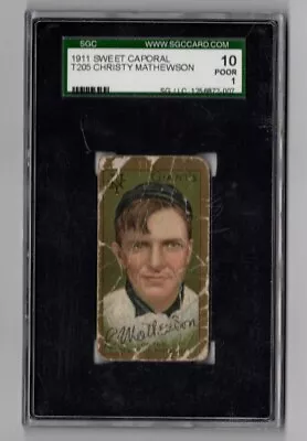 1911 Sweet Caporal #T205 Christy Mathewson SGC 1 • $1300