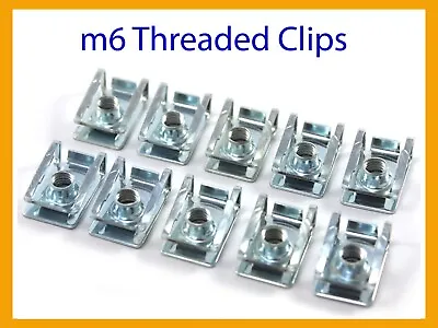 £4.99 • Buy 10x M6 Threaded Metal Clips Fairing Panel Slide On Captive U Nut Motorcycle Nuts