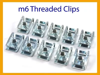 10x M6 Threaded Metal Clips Fairing Panel Slide On Captive U Nut Motorcycle Nuts • £4.99