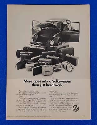 1971 Volkswagen Bug Super Beetle Original Print Ad - Luggage Capacity Ships Free • $14.99