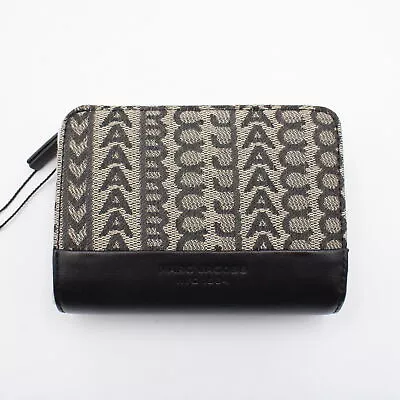 Marc Jacobs The Monogram Jacquard & Leather Mini Compact Wallet In Beige Multi  • £47.48