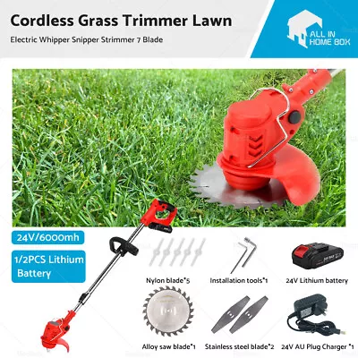 1/2 Battery Cordless Grass Trimmer Lawn Electric Whipper Snipper Strimmer 7Blade • $49.29