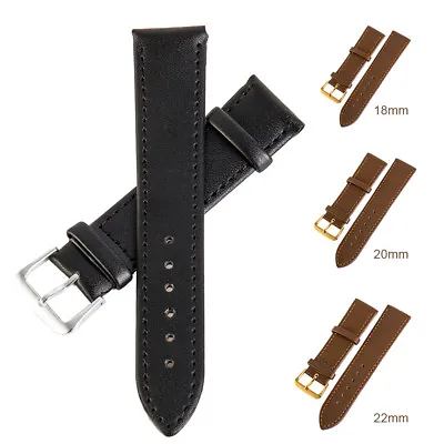 18 /20/ 22mm Mens Genuine Leather Watch Strap Wristwatch Belt Band Brown Black- • $7.59