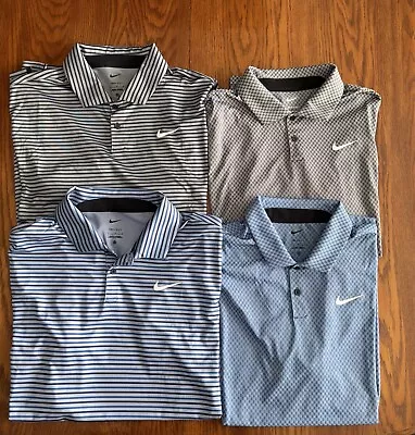 Lot Of 4 Nike Dri-Fit Short Sleeved Polo Shirts Mens Large Blue / Gray / Black • $30