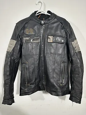 Harley Davidson Men’s Bridgeport Black Leather Jacket Hoodie 3 In 1 Size M • $260