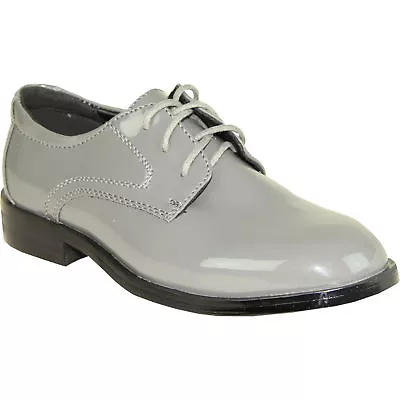 $49.95 • Buy Tab Boy Dress Shoes Tuxedo Wedding Prom Formal Event Wrinkle Free Gray Patent